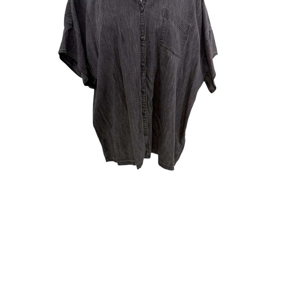 Madewell Denim Oversized Button Front Shirt Black Washed Short Sleeve XL NWT - Picture 4 of 10